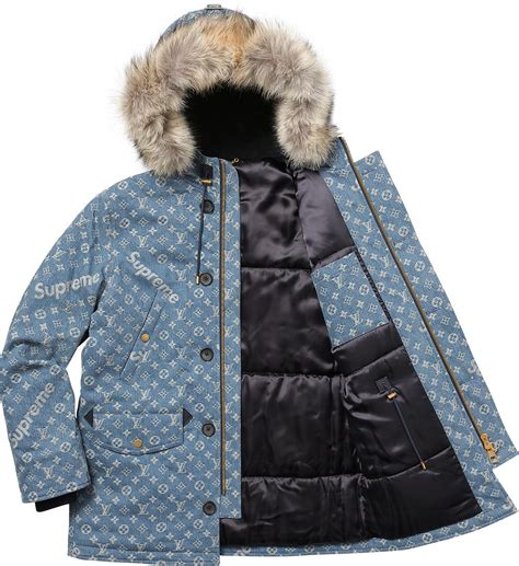 supreme lv jacket blue|louis vuitton supreme winter jacket.